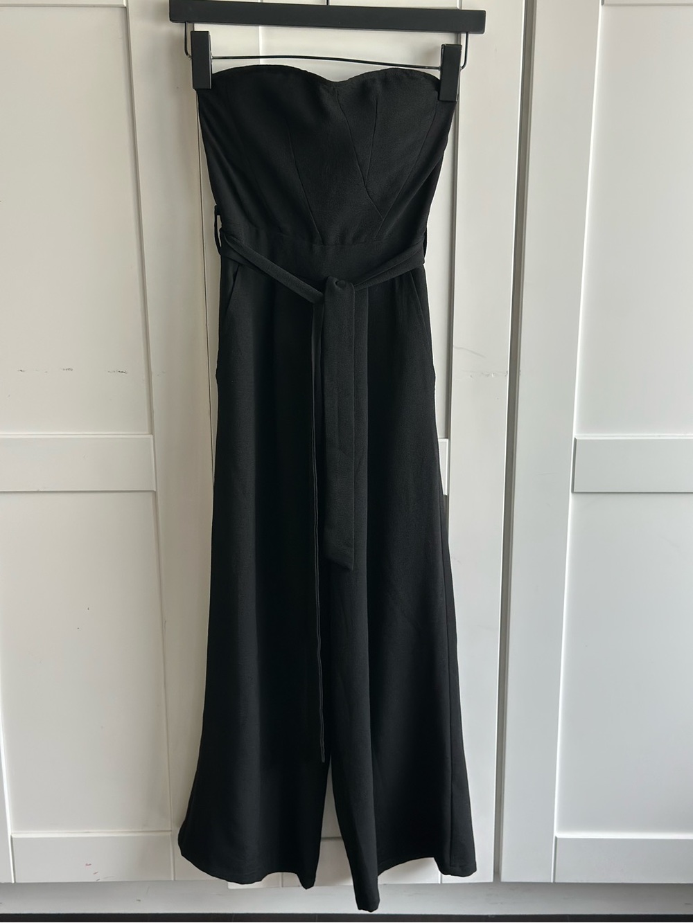 Q+A Los Angeles Black Strapless Corset Wide Leg Jumpsuit XS